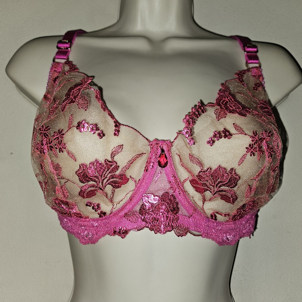 Honey Birdette Whitney hot pink bra 36DDD NWT